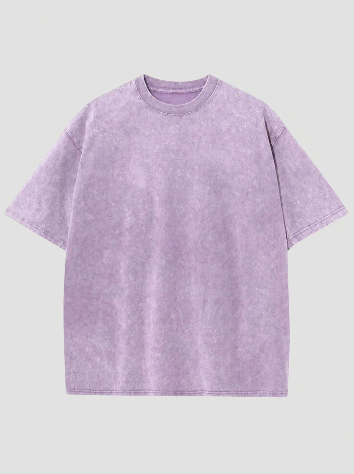 T-shirt violet délavé vintage en coton, coupe décontractée, col rond et manches courtes.