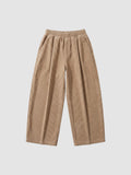 Y2K Avenue beige wide-leg corduroy trousers with an elasticated waist and deep side pockets in a relaxed Y2K style.