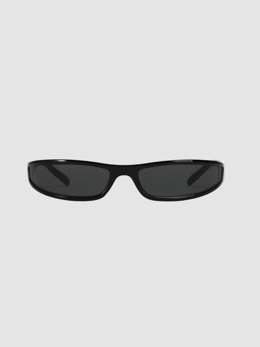 Y2K Avenue black retro Y2K sunglasses with a seamless one-piece block frame and silver mirror lenses