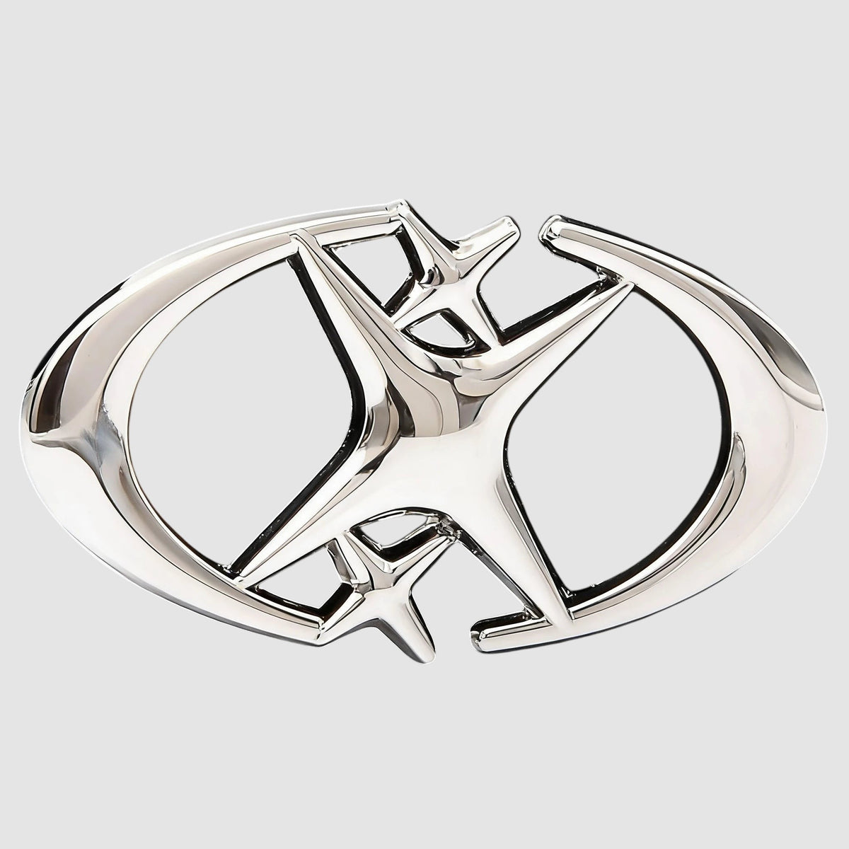 Y2K Avenue black faux leather belt featuring a shiny silver star-shaped buckle with curved crescent blade details.