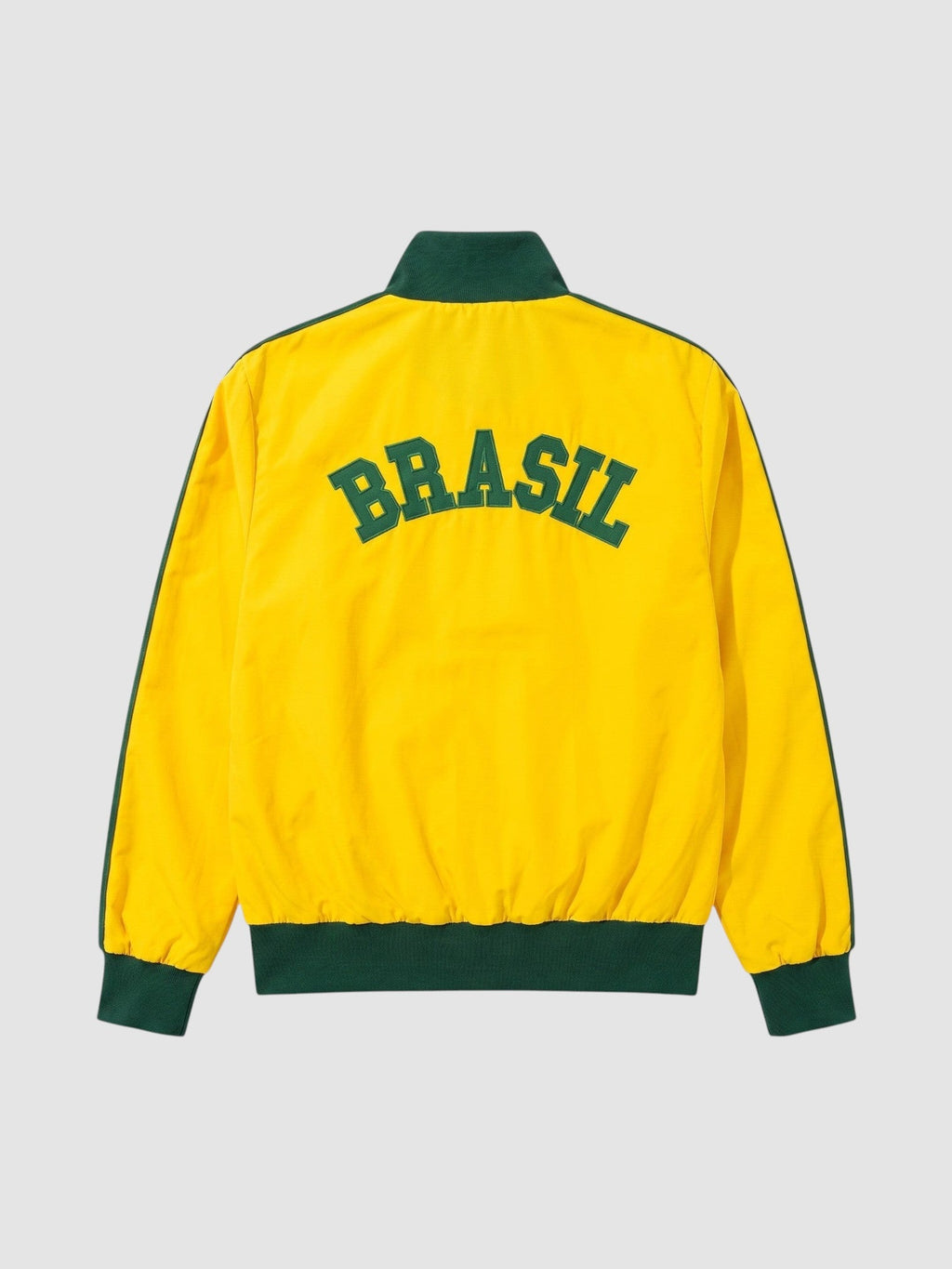 Y2K AVENUE yellow and green Brasil track jacket with back embroidery and ribbed collar, cuffs, and hem