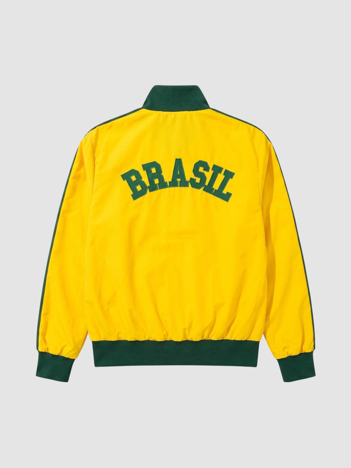 Y2K AVENUE yellow and green Brasil track jacket with back embroidery and ribbed collar, cuffs, and hem