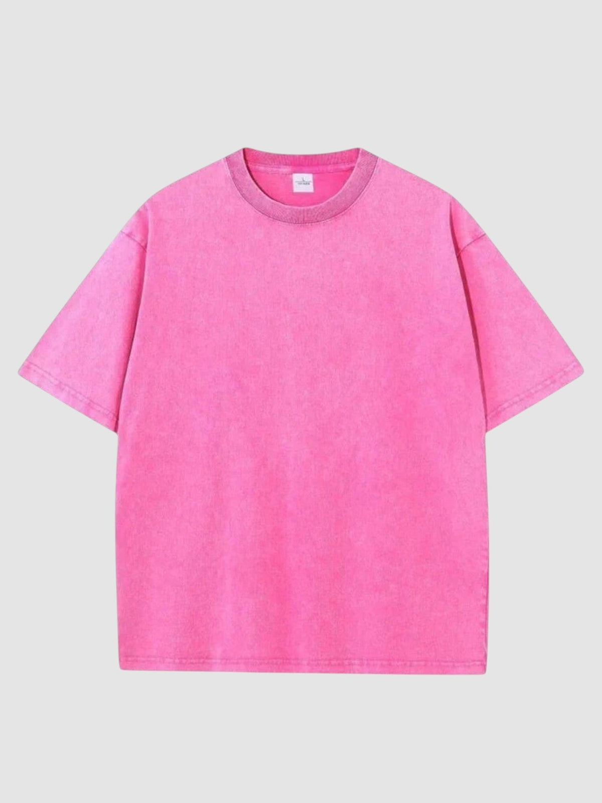 Y2K Avenue pink vintage washed cotton t-shirt with a crew neck and loose fit for a relaxed everyday look.