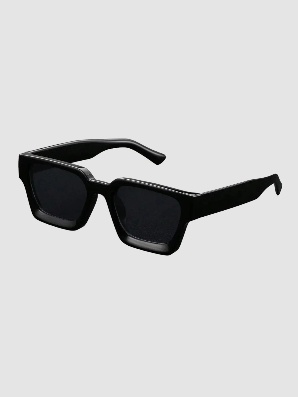 Y2K Avenue thick black rectangular sunglasses with wide frames and UV400 polycarbonate lenses