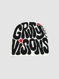 Y2K Avenue vintage beanie in white with black groovy graffiti lettering and small red star accents