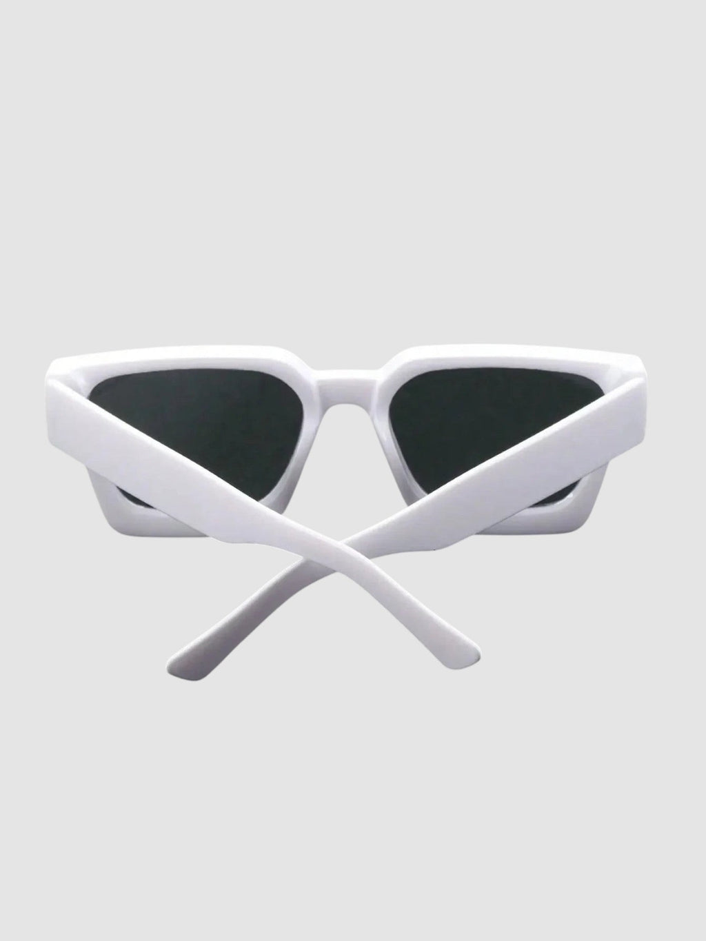 Y2K Avenue white thick rectangular Y2K sunglasses with wide temples and UV400 polycarbonate lenses